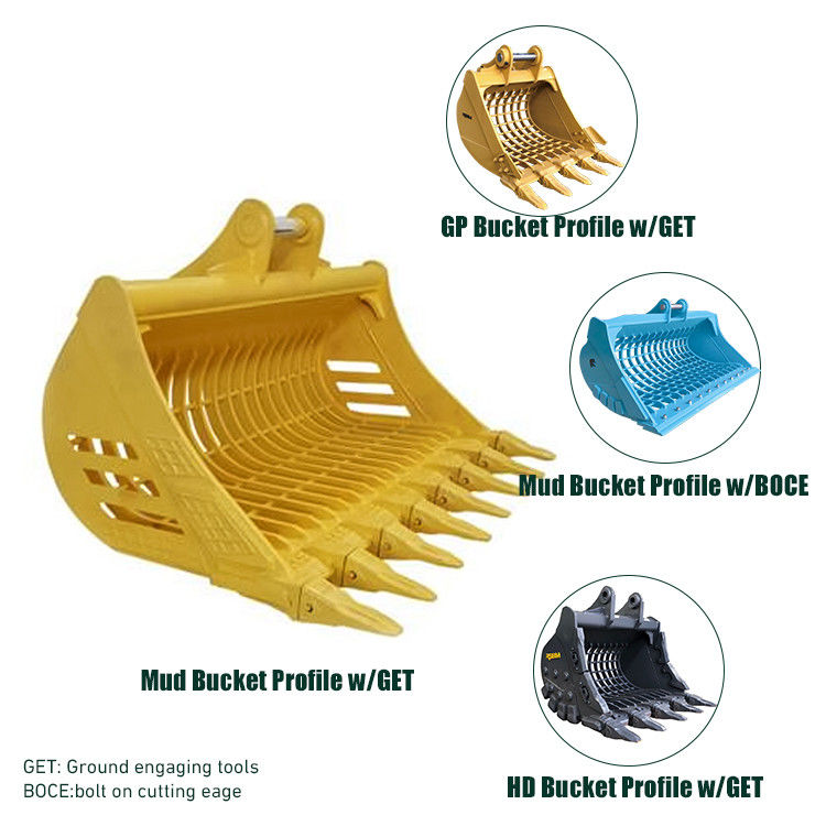 Cubo de esqueleto de excavadora de 1-80T hecho de material Q355 con capacidad de cubo personalizada